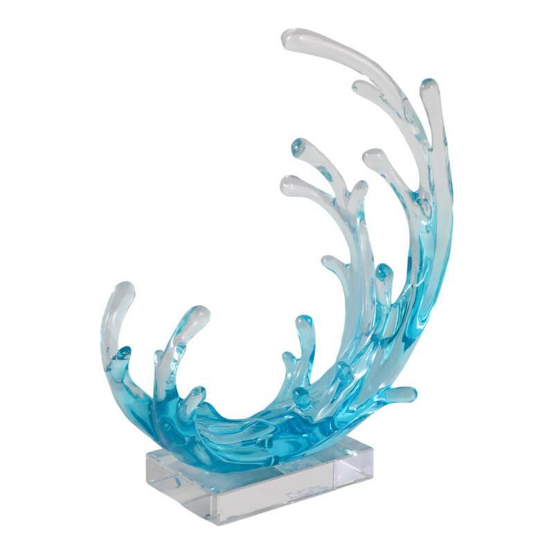 Resin Sculpture Wave Abstract Modern Decorative Object - 11" Blue - 8.75" x 4.25" x 10.5"