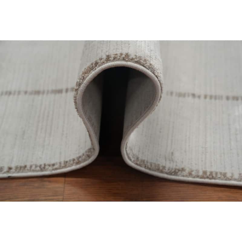 Machine Made Oriental Polyester Carpet Modern Modern Greys & Charcoal Modern Area Rug - 7' 5'' X 5' 2''