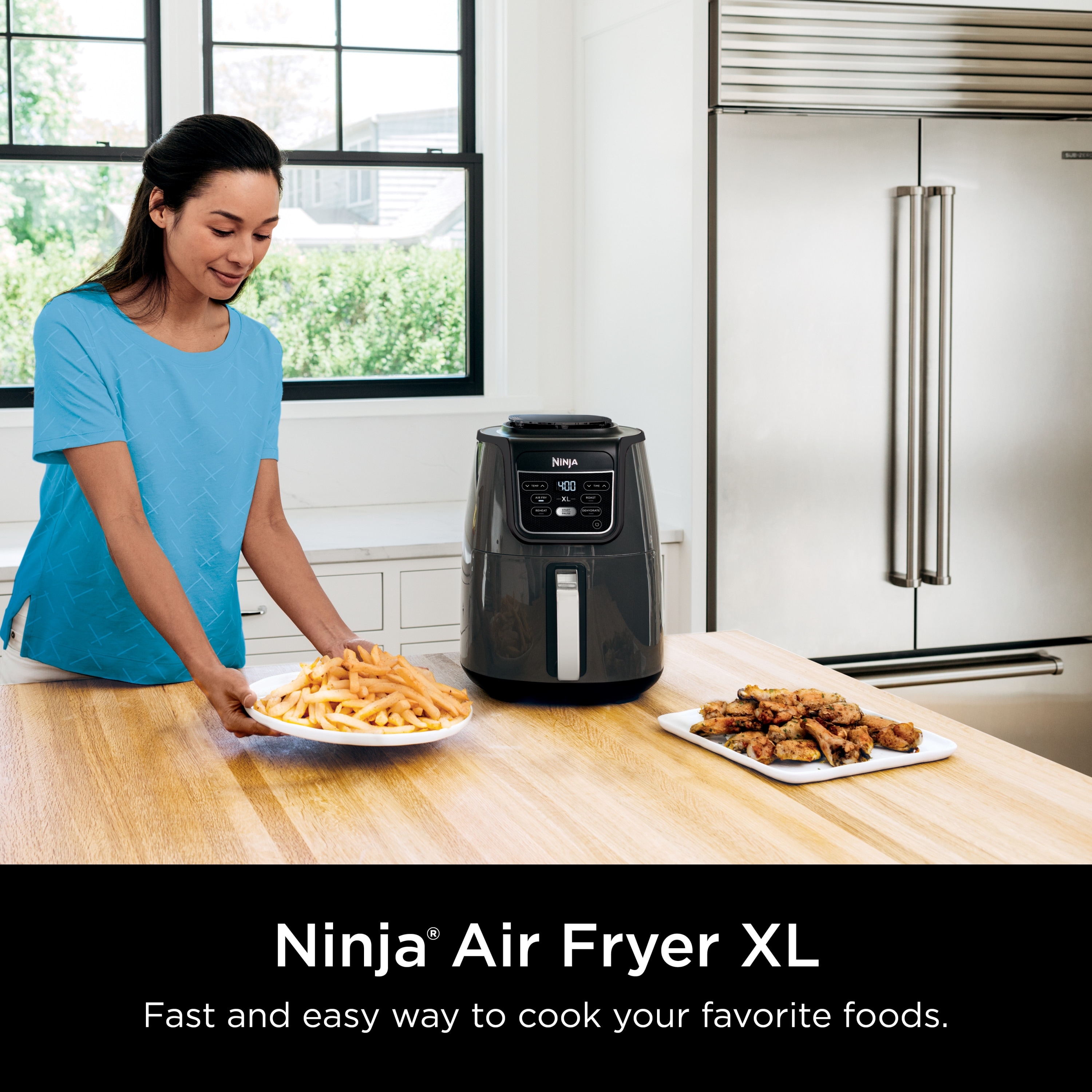 Ninja Air Fryer XL 5.5 Quart, Black, Silver, AF150WM