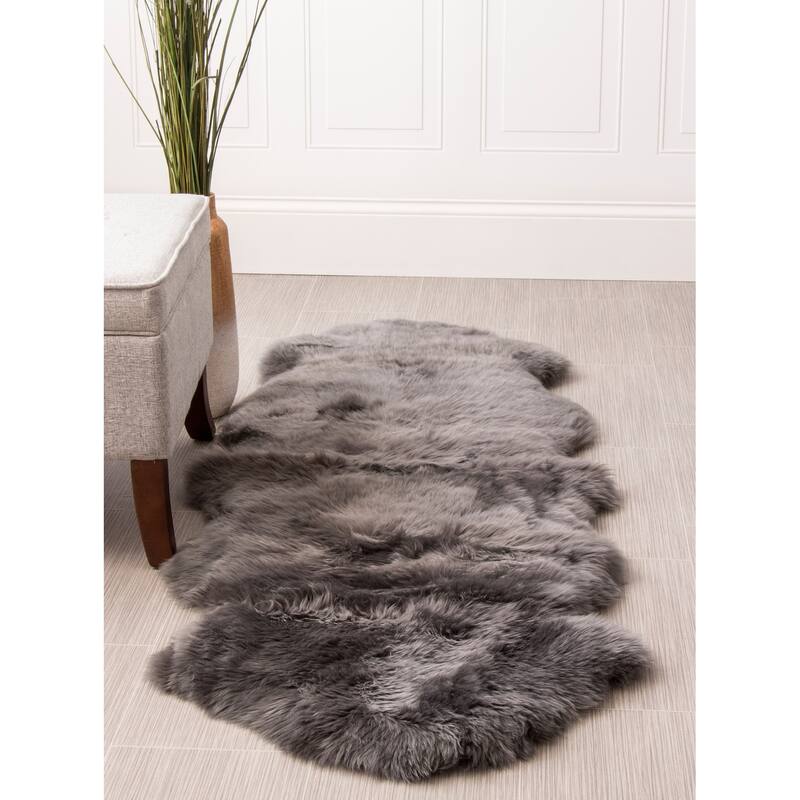 Silver Orchid Nansen Genuine Soft Australian Sheepskin Rug - 2' x 6' Runner - gray