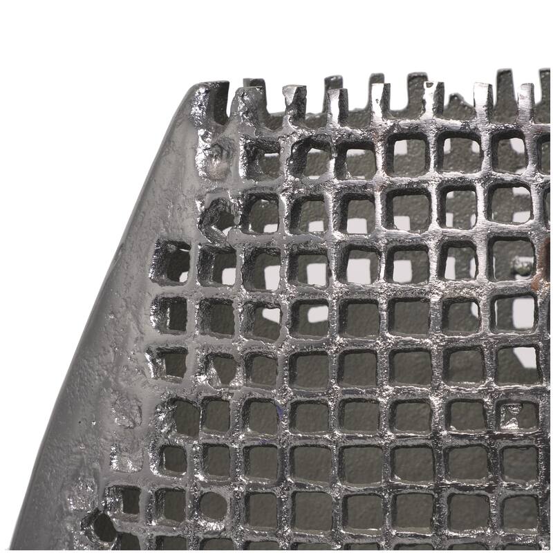 Aluminum Metal Abstract Grid Inspired Decorative Vase with Open Frame Design - Dark Gray - Roche River Decor
