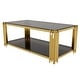 preview thumbnail 10 of 13, Rectangular Gold & Glass Coffee Table with 2-Tier Shelf by Harper&Bright Designs