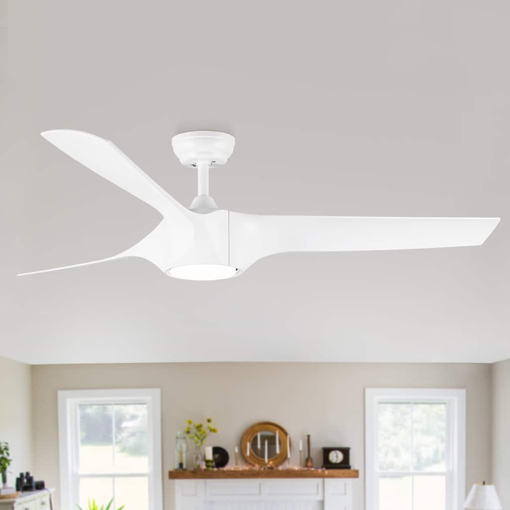 YUHAO 56 inch 6 Speed Quiet DC Motor Indoor Matte White Ceiling Fans with Lights and Remote Control