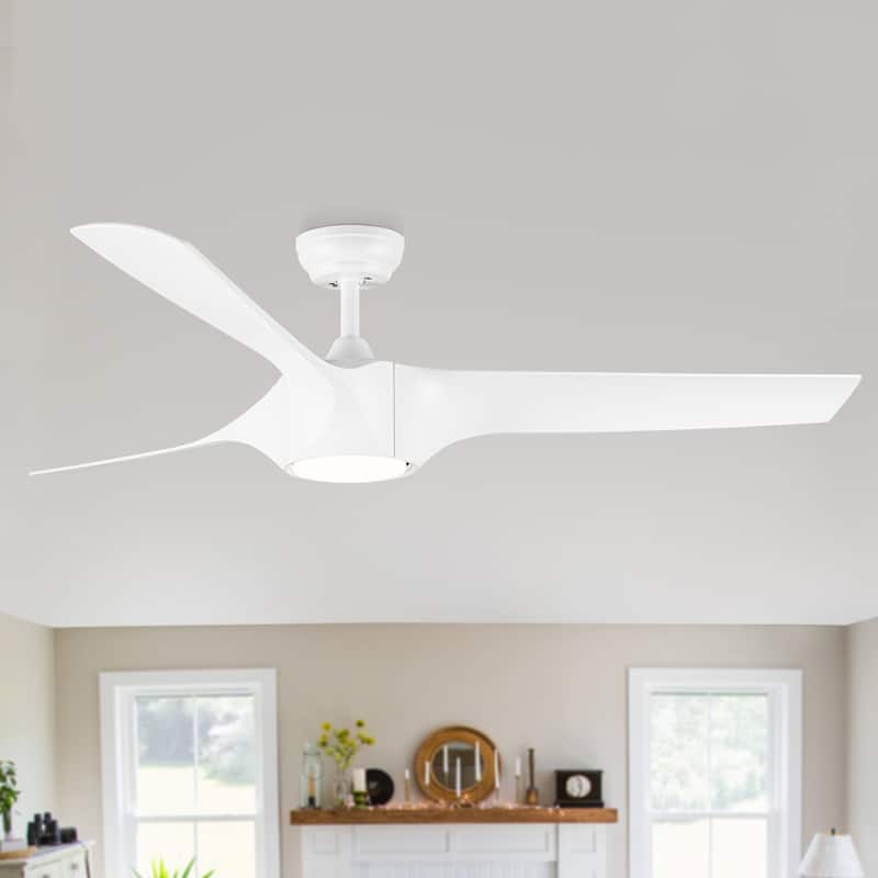Indoor/Outdoor Ceiling Fan with 3 Reversible Blades, 56 Inch Integrated LED Ceiling Fan Lighting with Remote Control