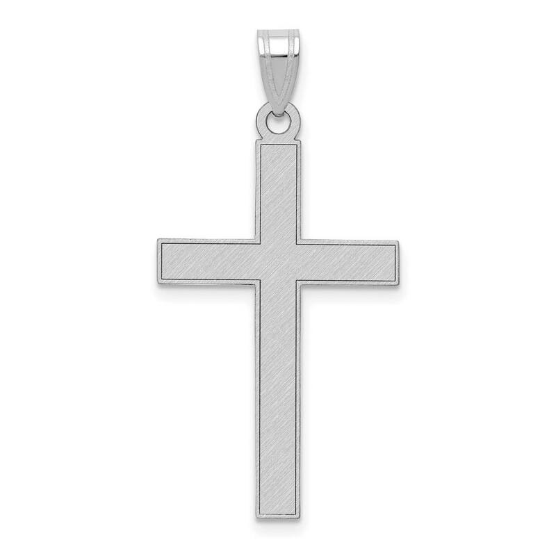 Curata 14k White Gold 18" 21x14mm Satin Back Textured back Cross Necklace