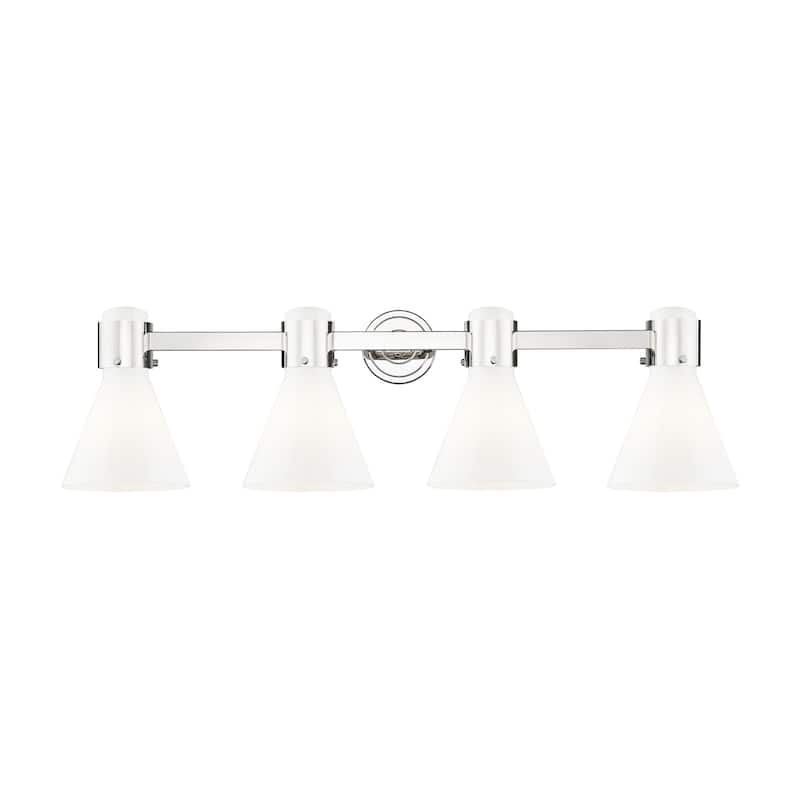 Innovations Lighting 464-4W-10-34 Lawton Cone Vanity Lawton Cone 4 - Polished Nickel / Gloss White