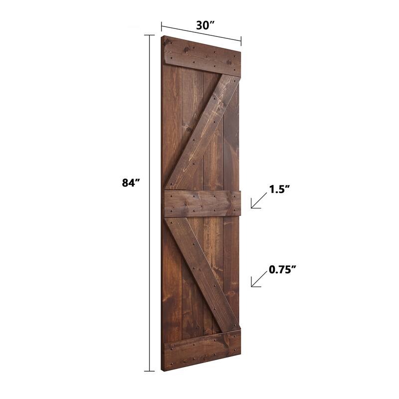 Coast Sequoia 48in/60in/72in/76in/84in x 84in K Series Pine Wood Double Sliding Barn Door With Hardware Kit