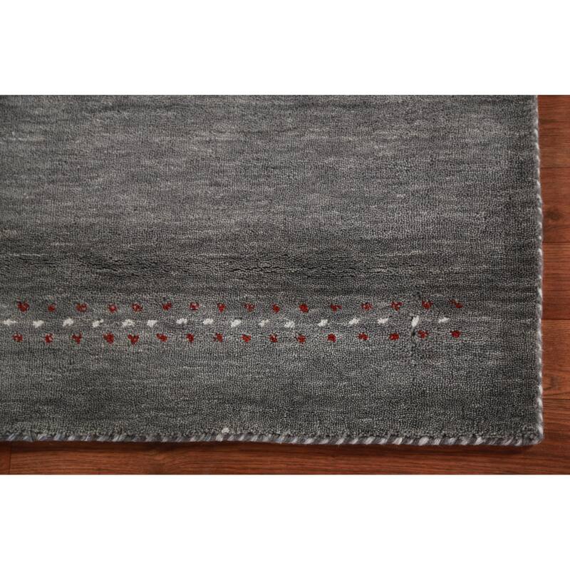 Hand Knotted Oriental 100% Wool Carpet Tribal Animal Pictorial Greys & Charcoal Gabbeh Area Rug - 4' 11'' X 3' 0''