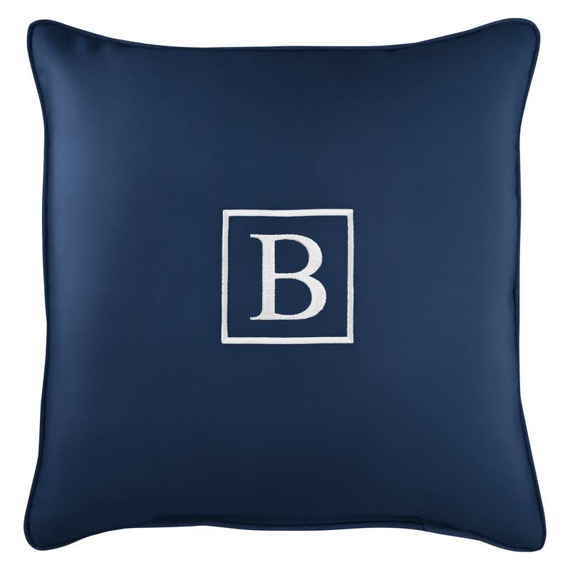 Monogram Corded Single Square Pillow by Havenside Home - "B" - Navy