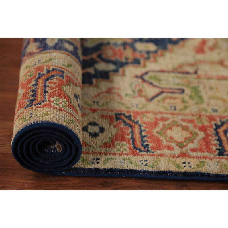Medallion Heriz Serapi Vegetable Dye Rug Hand-Knotted Wool Carpet - 2'11"x 4'10"