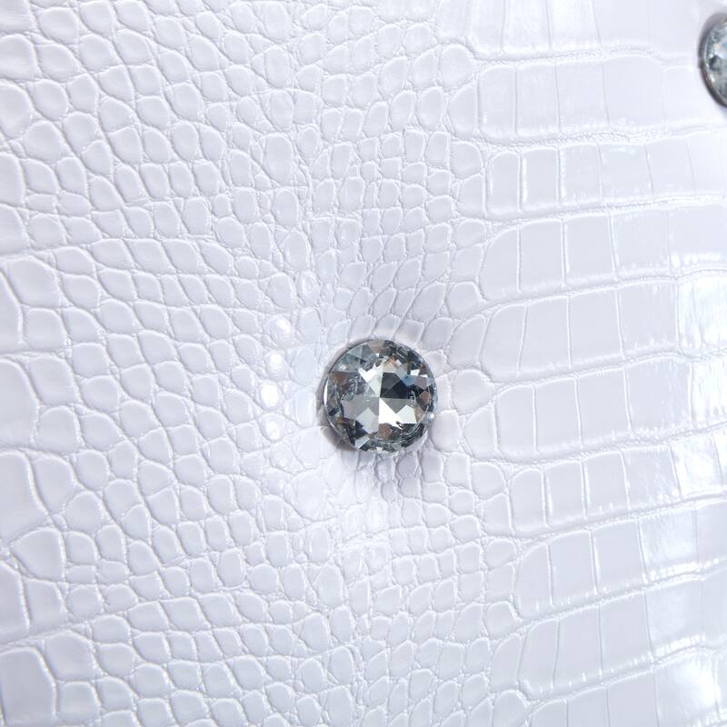 Set of 2 Retro alligator skin Upholstered dining chairs,with Crystal buckle design and Faux Leather design, metal legs