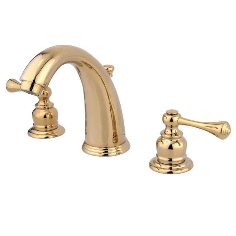 Victorian Deck Mount Widespread Bathroom Faucet - Polished Brass