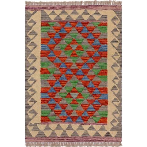 Turkish Bohemian Aaliyah Hand-Woven Kilim Rug - 2'0'' x 2'8'' - 2'0'' x 2'8''