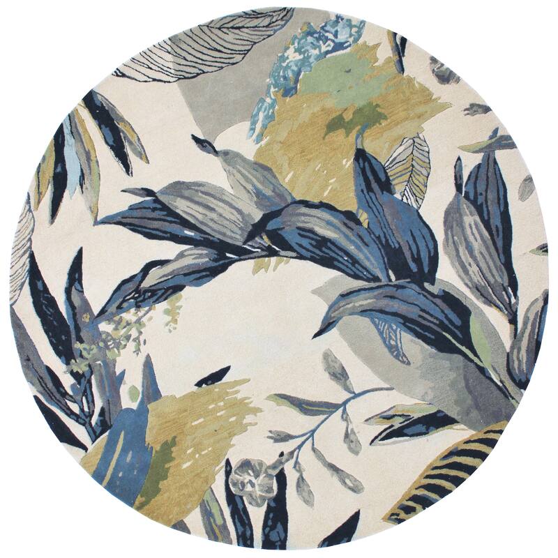 Domani Classics Hand-Tufted Wool Tropical Chic Area Rug - 5'6" Round