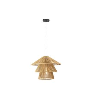 Innovations Lighting Canton - 1 Light 19" Cord Hung Pendant - Matte Black Finish - Natural Shade
