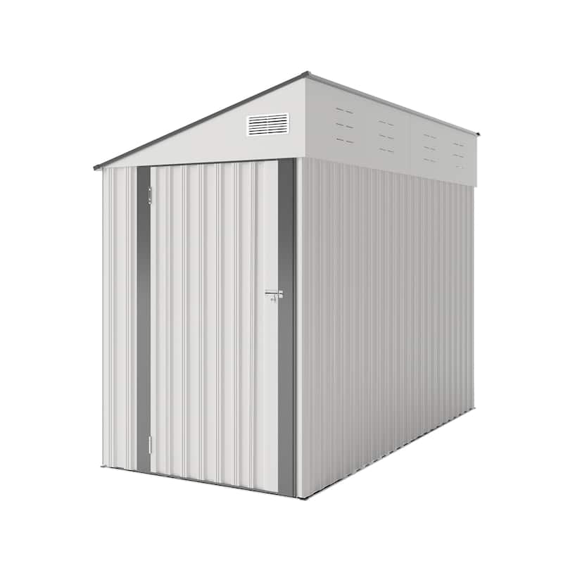 4*8FT Storage Shed, Single Hinge Door, Solid Structural Design, Good Ventilation, Surface With Protective Film