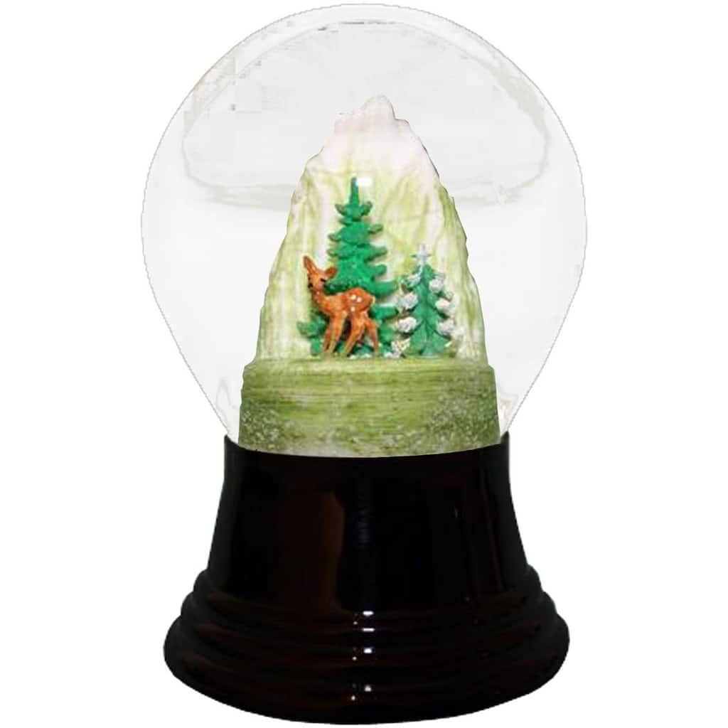 5" Black and Brown Perzy Snow Globe Medium Doe Decoration