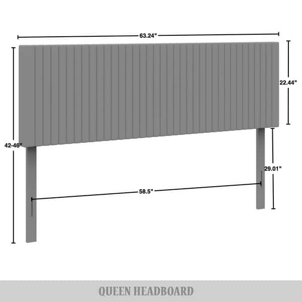 dimension image slide 0 of 2, CraftPorch Corduroy Modern Upholstered Pleated Velvet Headboard
