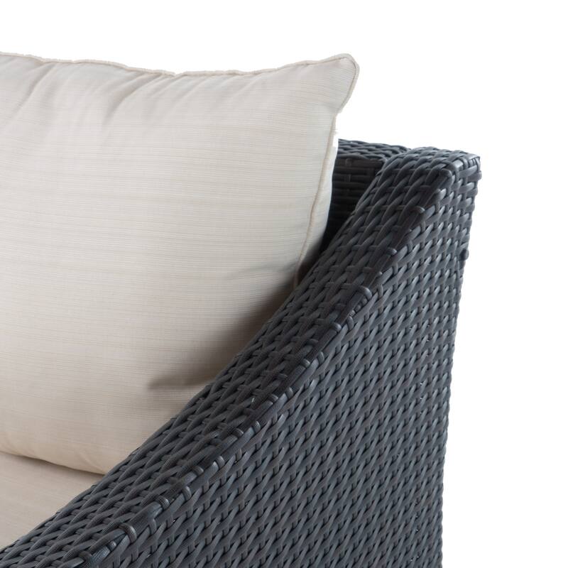 Antibes Outdoor Wicker Loveseat and Coffee Table with Cushions by Christopher Knight Home
