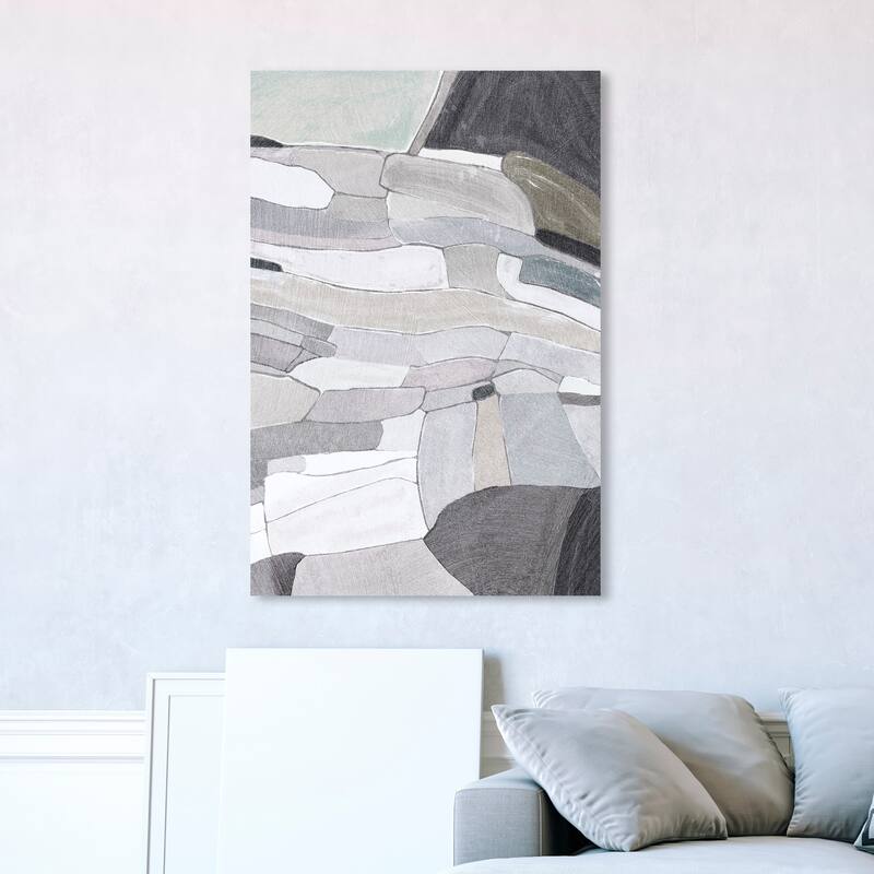 Wynwood Studio Canvas Abstract Rock Cascade Gray and Modern & Contemporary Wall Art Canvas Print - 45 x 30