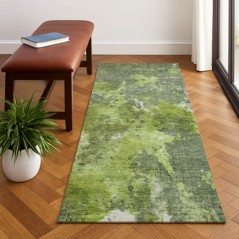 Premium Washable Super Soft Abstract Mayfield Rug - Aloe - 2'3" x 7'6"
