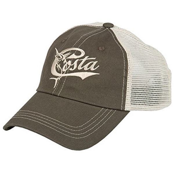 Costa Mens Retro Trucker Hat, Moss/Stone W/Snap Closure, Os