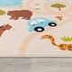 preview thumbnail 3 of 6, Kids Rug Wild Animals Play Mat in Beige Multicolor