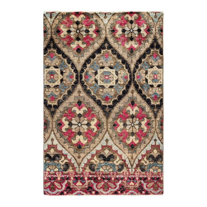Overton Hand Knotted Wool Vintage Inspired Modern Contemporary Modern Multi Area Rug - 4' 0" x 6' 0"