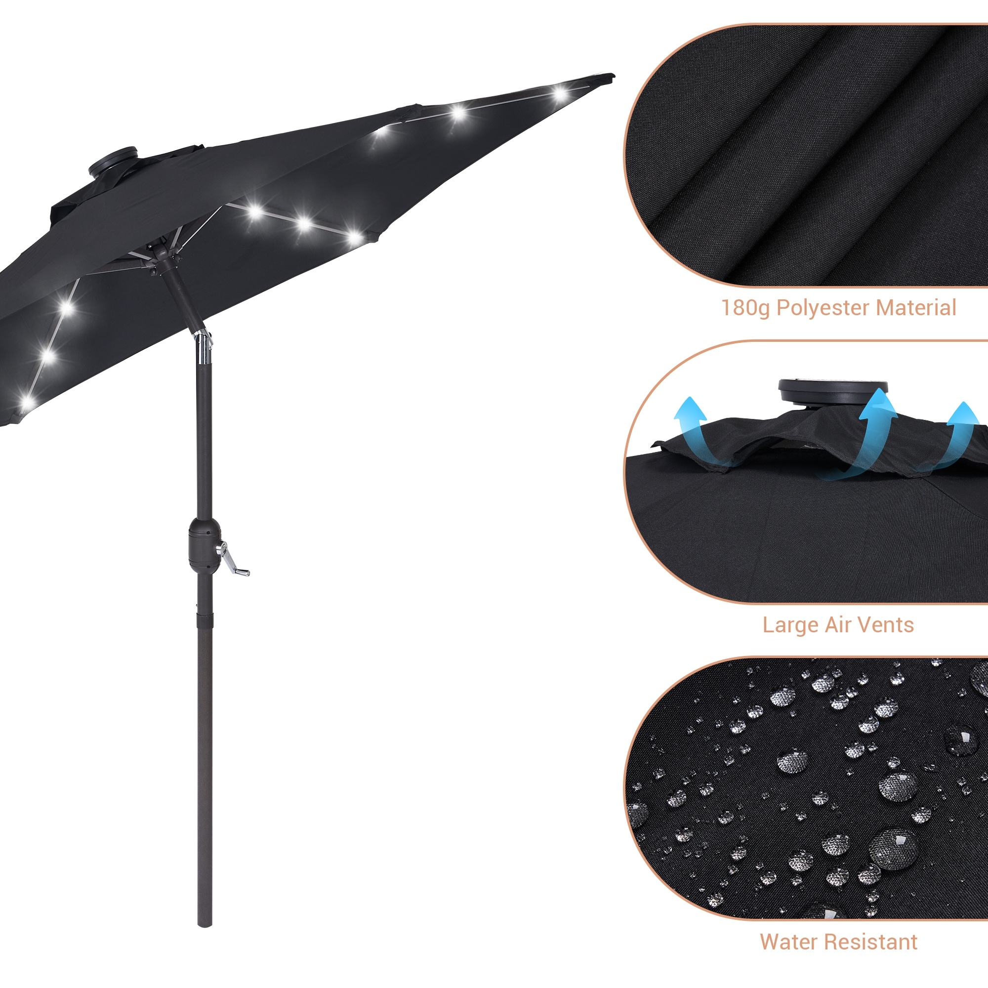 7.5 lighted patio umbrella 7 Point 5Ft Solar With Integrated LED Lighting Patio umbrellas are 7.5 feet in diameter Best Choice Products 7.5ft Solar