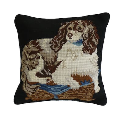 14" x 14" Cocker Spaniel Handcrafted Needlepoint Accent Pillow