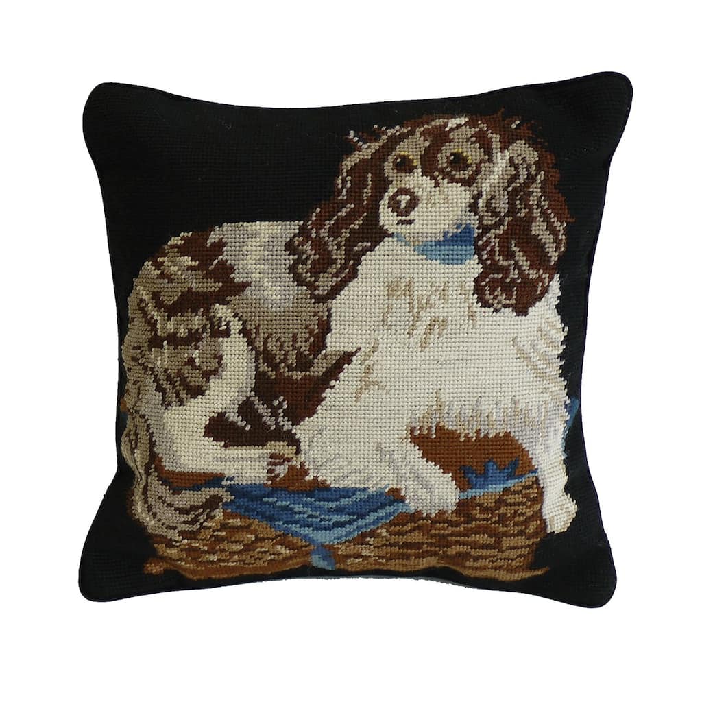 Cocker Spaniel Handcrafted Needlepoint Accent Pillow, 14" x 14"