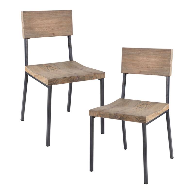 Roomfitters Dining Side Chair (Set of 2), Industrial Solid Wood and Steel Frame, Barn Gray & Matte Black