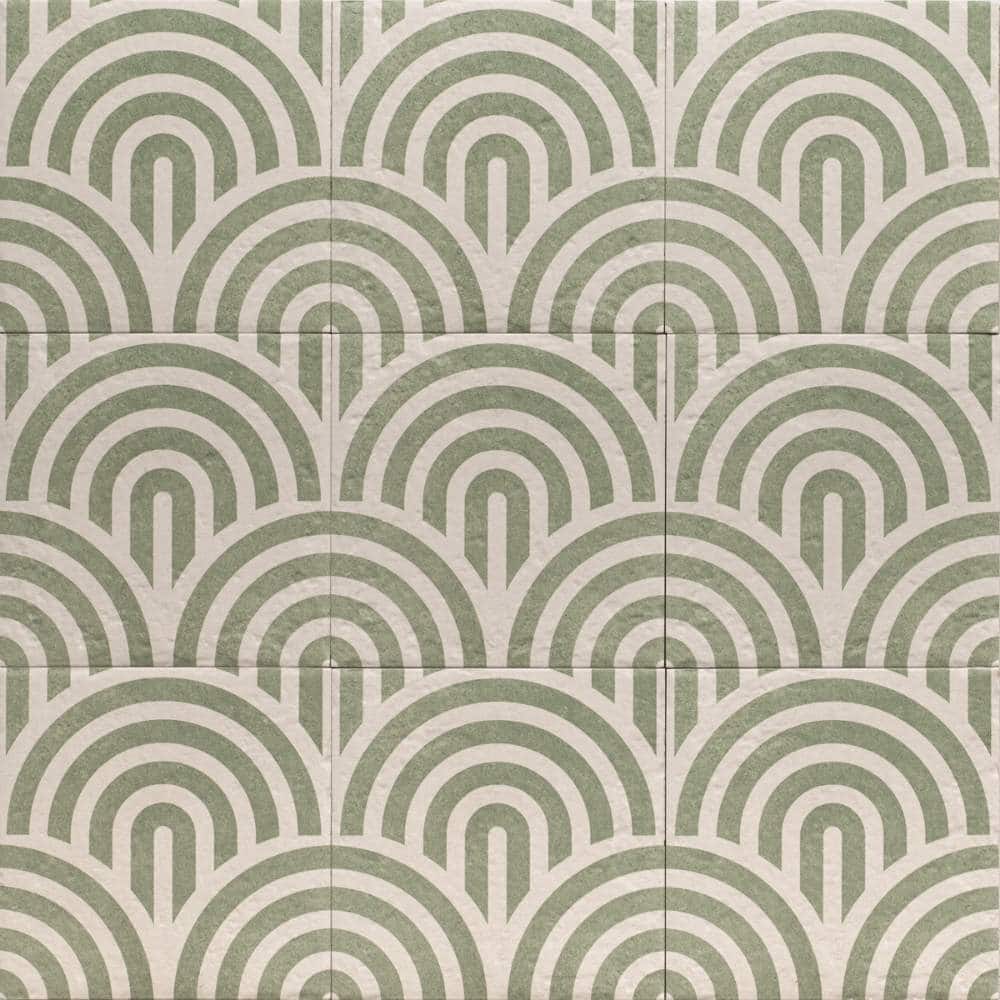 Verity Waves 8x8 Matte Porcelain Encaustic Tile - Floor, Wall, Backsplash