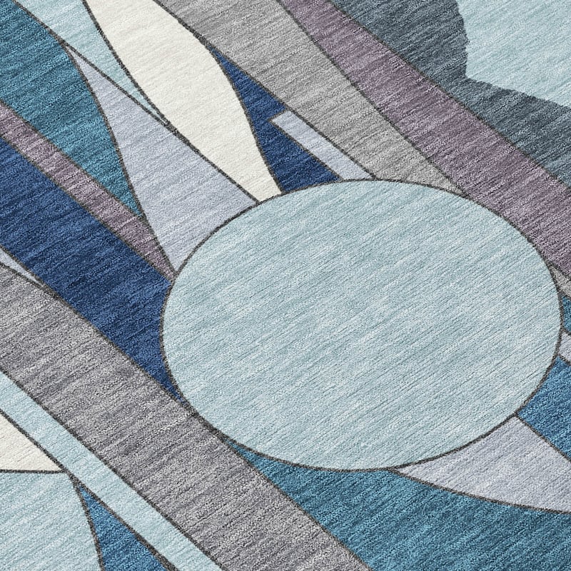 Machine Washable Indoor/ Outdoor Contemporary Retro Chantille Rug