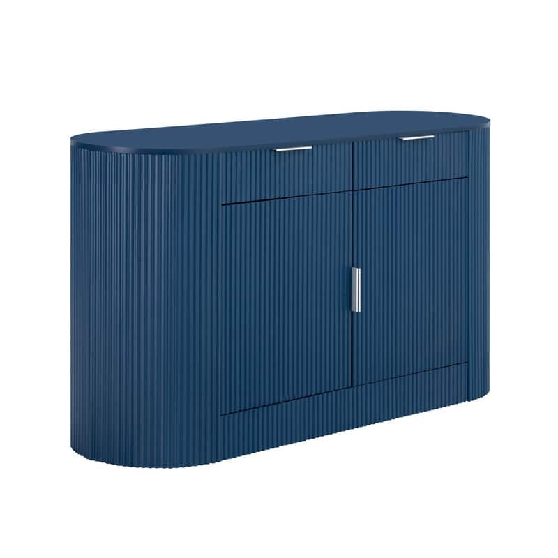 Modern 55.1" Sideboard Buffet Cabinet with 2 Curved Side Door and 2 Drawers for Living Room and Dining Area