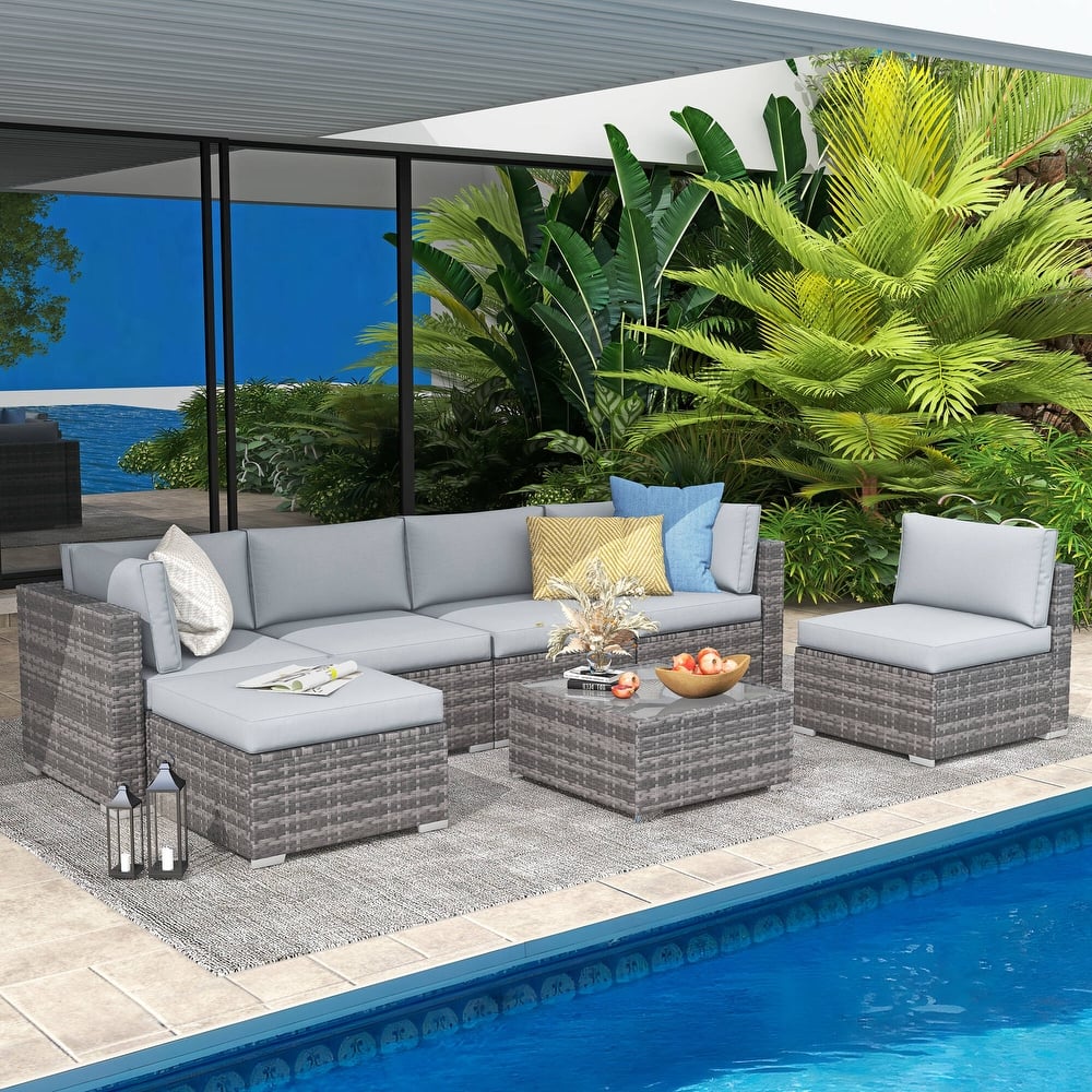 7-piece Wicker Sectional Sofa Set