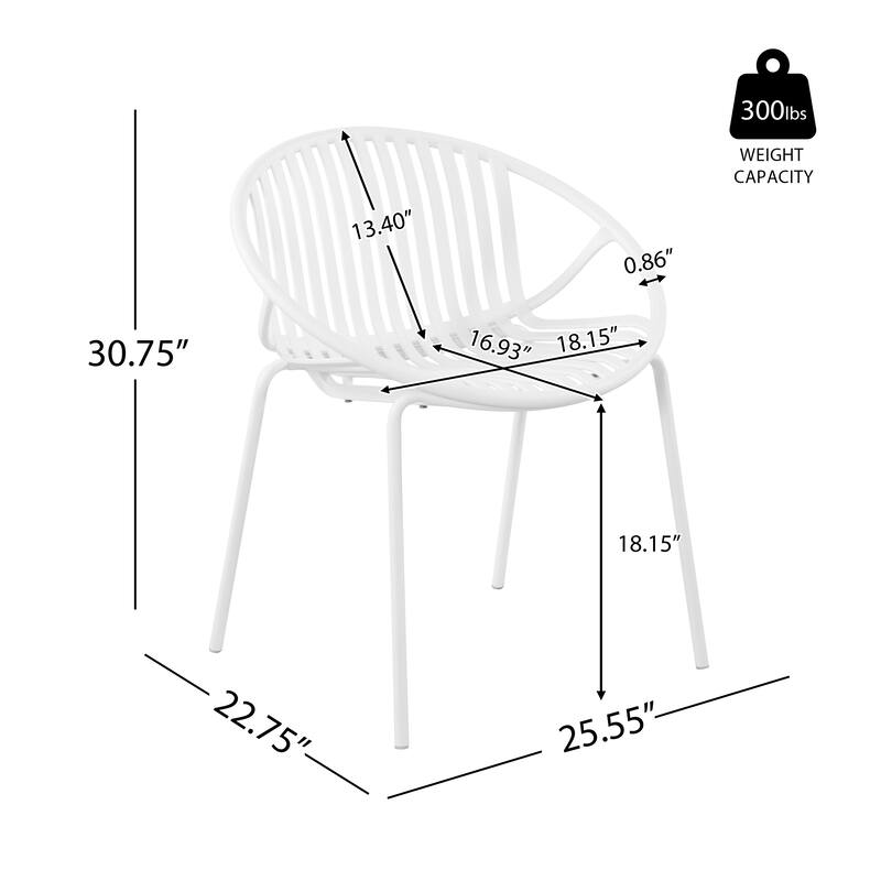 7 Pieces Outdoor Modern Dining Set with Stackable Chair, White