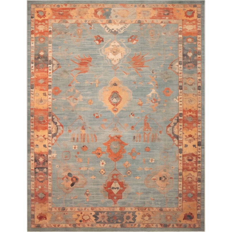 Well Woven Ushak Fethiye Vintage Medallion Pastel Flat-Weave Area Rug