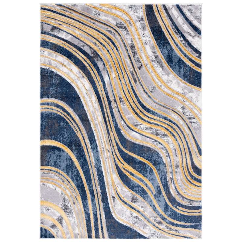 SAFAVIEH Amelia Inbal Modern & Contemporary Rug - 5'3" x 7'6" - Blue/Gold