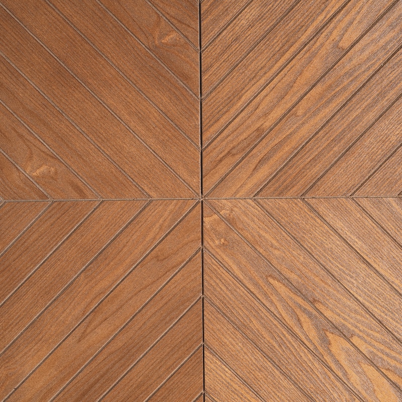 Modern Square Coffee Table 31.5 Inch, Brown Wood Grain Top with Black Base, Mid-Century Farmhouse Center Table