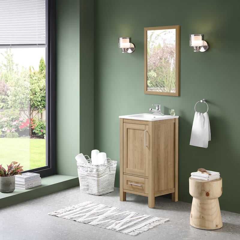 Ove Decors Kansas 18" Bathroom Vanity Top and Backslplash, White Oak