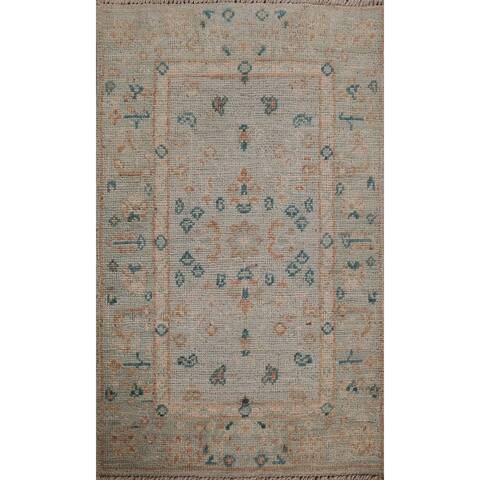 Traditional Geometric Turkish Oushak Oriental Wool Rug Hand-knotted - 1'11" x 3'0"