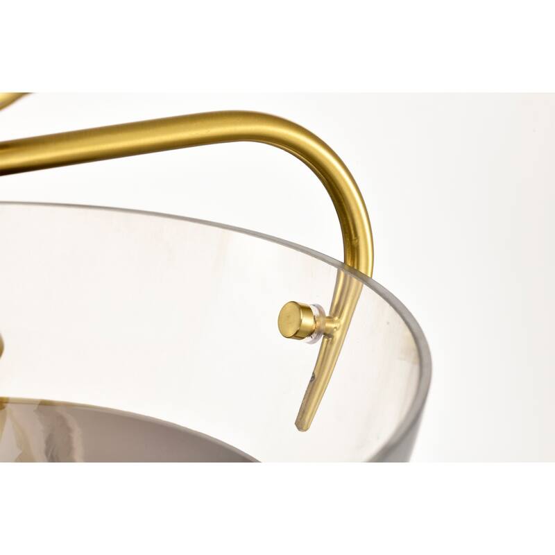 Vexa Brass Semi-Flush Mount Ceiling Lamp with Glass Bowl Shade Metal Bottom Cap - Brass-Gold