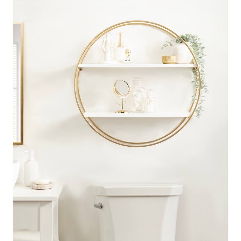 Kate and Laurel Sequoia Round Metal Wall Shelf