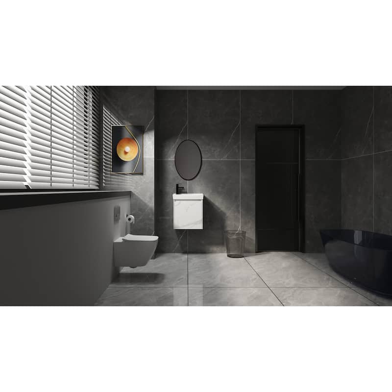 GDFStudio - Modern Minimalist Wall-Mounted Bathroom Vanity Set with Ceramic Sink & Soft Closing Door - 20"