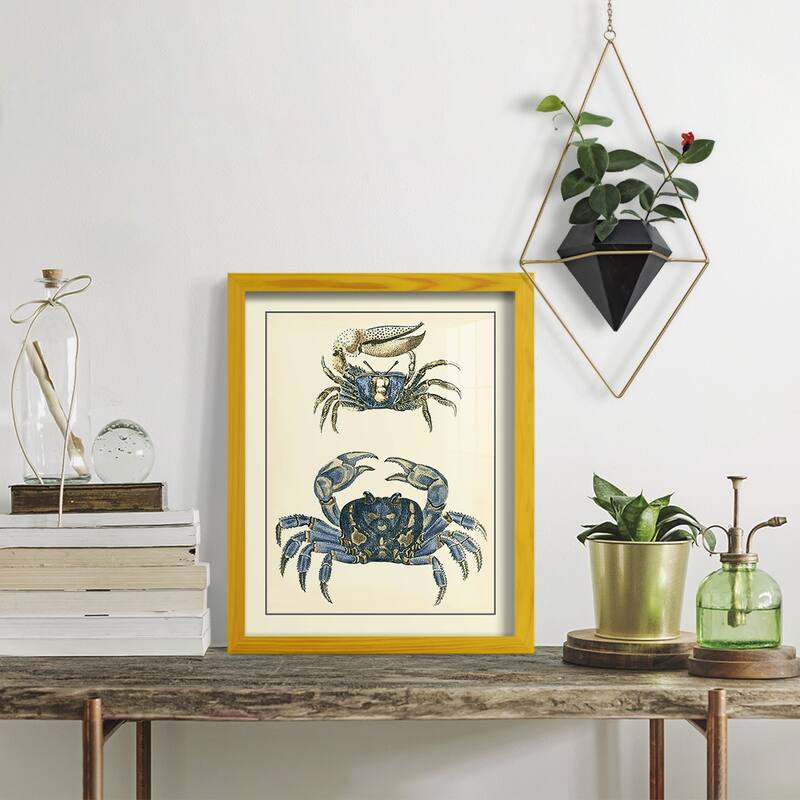 Antique Blue Crabs II -Framed Print w/glass-Cherry Red