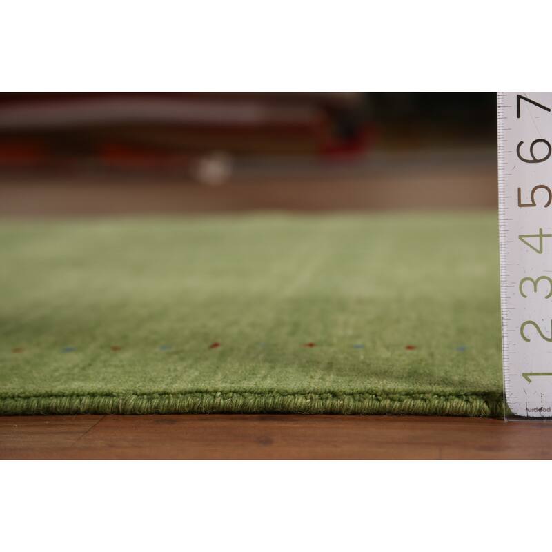 Hand Knotted Oriental 100% Wool Carpet Tribal Animal Pictorial Green Gabbeh Area Rug - 7' 8'' X 5' 3''