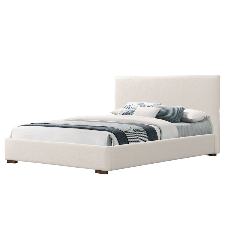 Bedwyr White Boucle Queen Bed