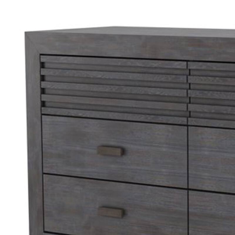 Biom Wide Dresser, 6 Storage Drawers, Charcoal Brown Solid Hardwood