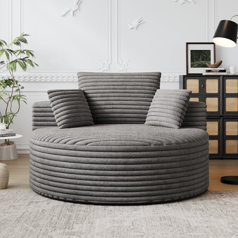 50"L Corduroy Sponge Single Sofa,No Assembly Required,Fluffy Modern Sleeper Chair (Not A Swivel Chair)